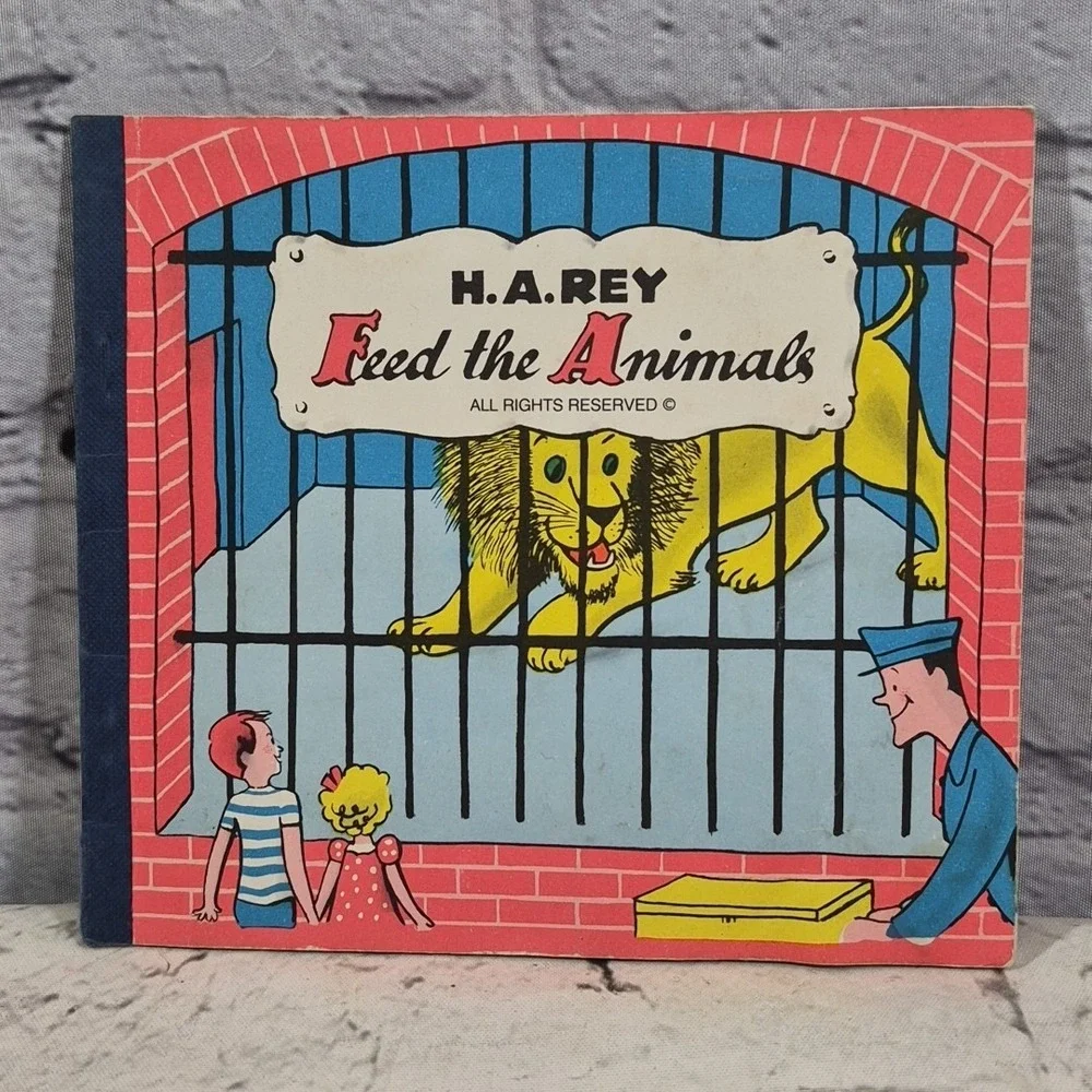 FEED THE ANIMALS by H. A. REY Lift the Flap Book Vintage picture book 1977